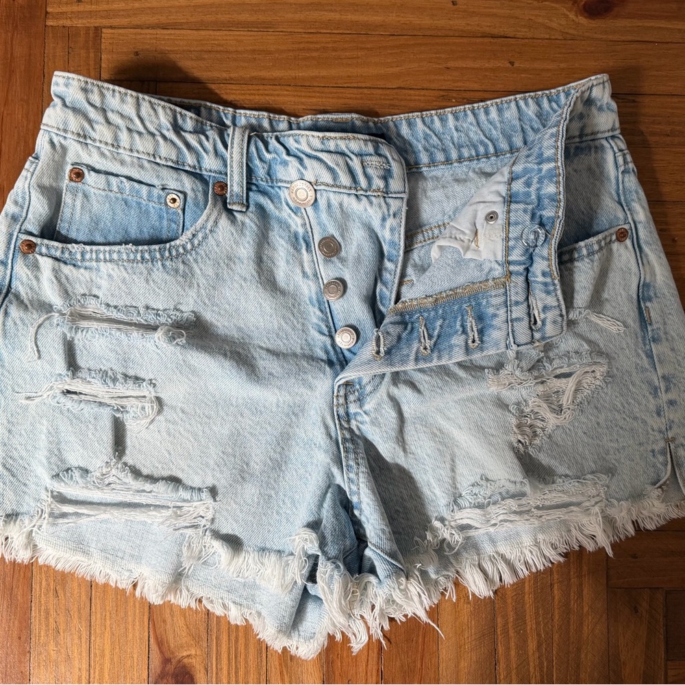 Aeropostale Light Blue Distressed Denim Cutoff Shorts